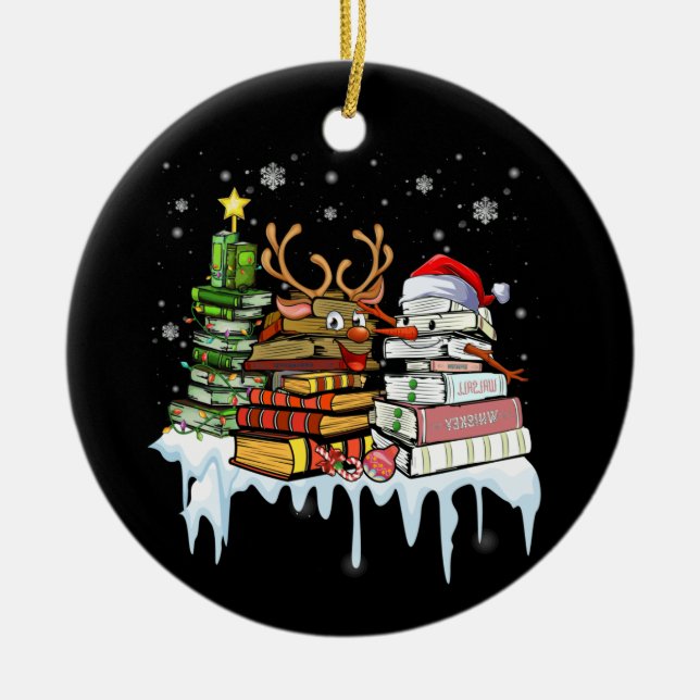 julgran Snögubbe Reindeer Bok Julgransprydnad Keramik (Framsidan)