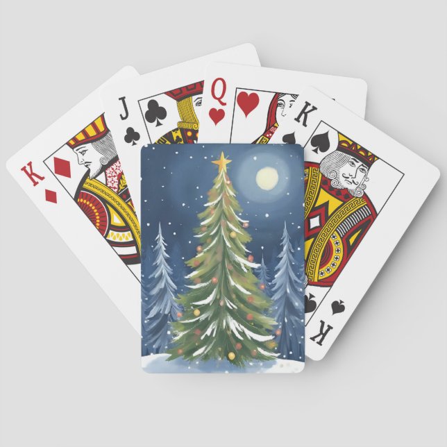 Julgran | Snöigt vintersnölandskap Casinokort (Baksidan)