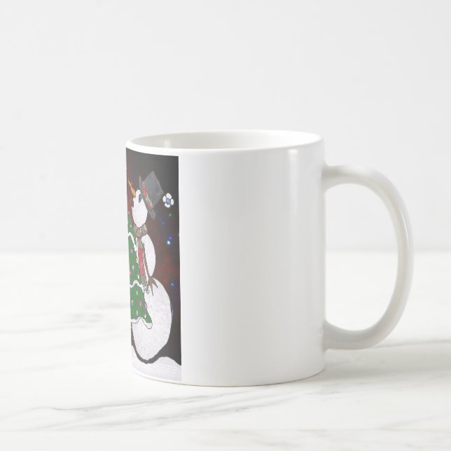 Julgran Snömannen Överraskning Konsttryck Kaffemugg (Höger)