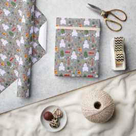 Julgran Snömannen Släde Gåvor Klockor Presentpapper