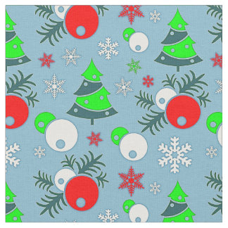 Julgran Snowflake Bauble på Blue Fabric Tyg