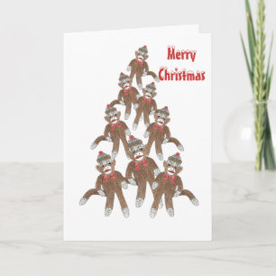 Julgran Sock monkey-kort Helgkort