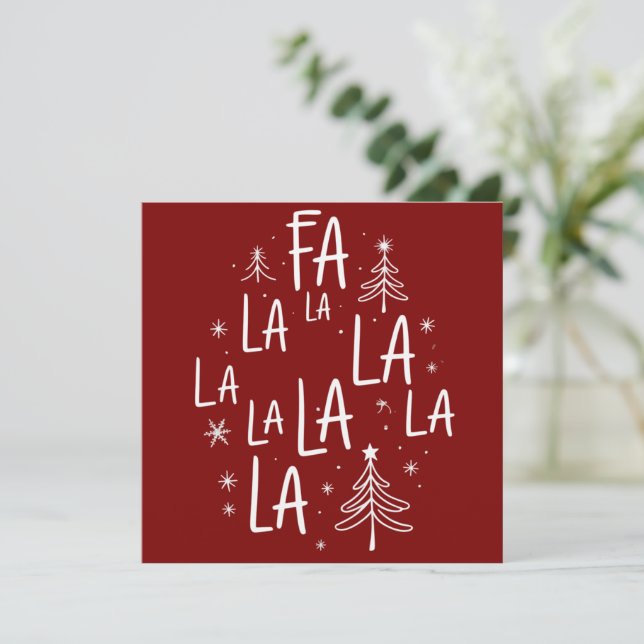 Julgran Söt Högtid Fa La La La Mysig Julkort (Stående Fram)