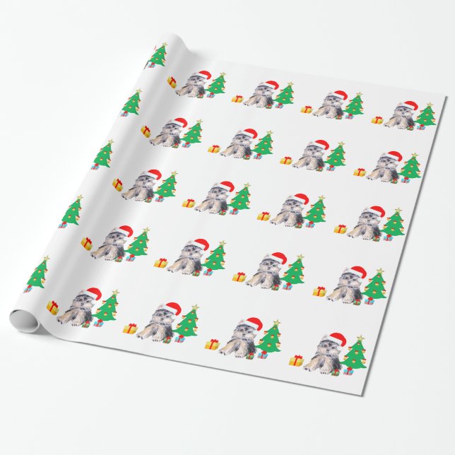 Julgran, söt Yorkshire-valp & presenter Presentpapper (Utrullad)