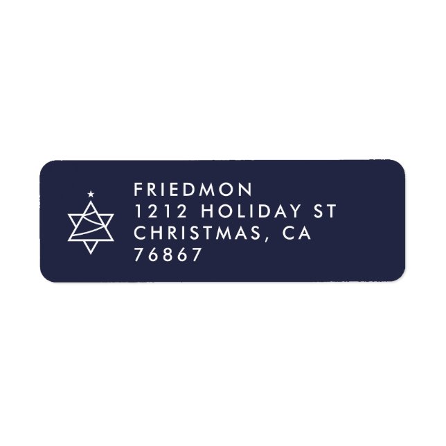 Julgran Star of David return address label Returadress Etikett (Framsidan)