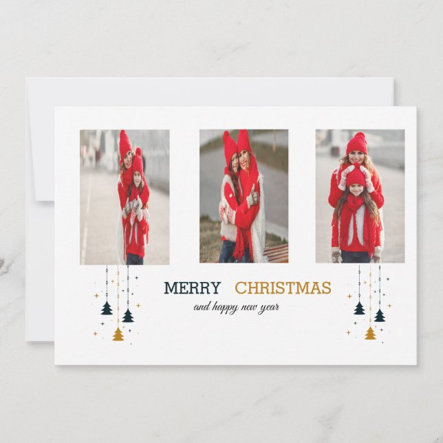 Julgran & Stars | Modern Helgdag Inbjudningar (Framsida)