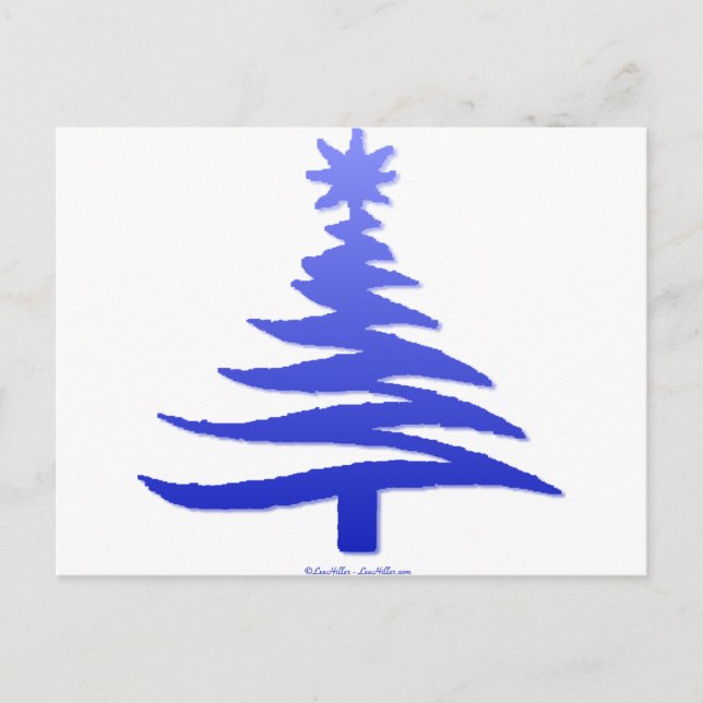 Julgran Stencil Cobalt Blue Helg Vykort (Framsida)