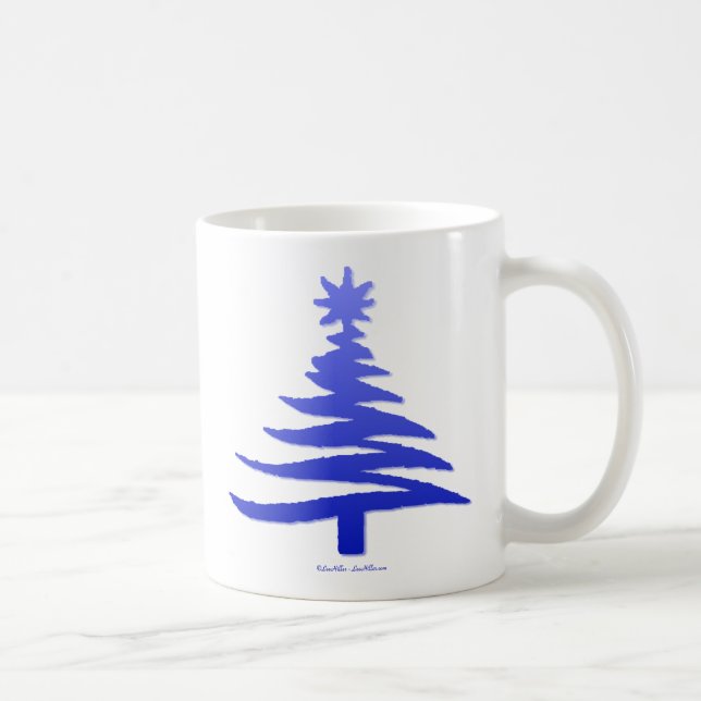 Julgran Stencil Cobalt Blue Kaffemugg (Höger)