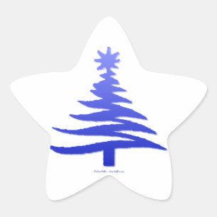 Julgran Stencil Cobalt Blue Stjärnformat Klistermärke