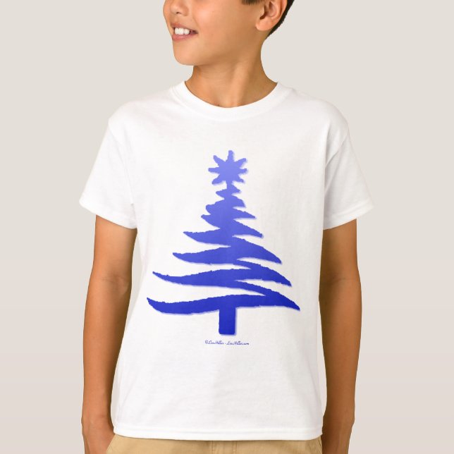 Julgran Stencil Cobalt Blue Tee (Framsida)