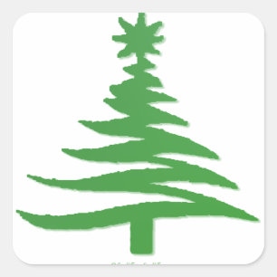 Julgran stencil Grönt Fyrkantigt Klistermärke