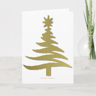 Julgran Stencil Guld Helgdag-kort Helgkort