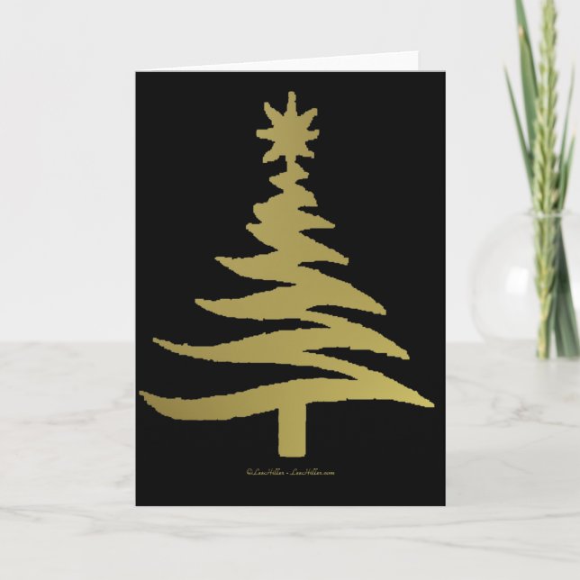 Julgran stencil Guld Helgkort (Framsida)