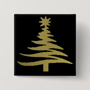 Julgran Stencil Guld Knapp