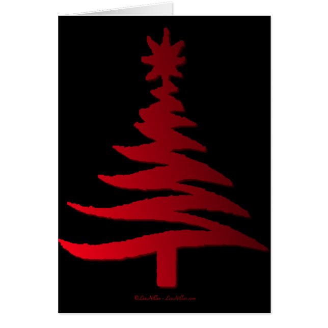 Julgran Stencil Red Hälsningskort (Framsidan)