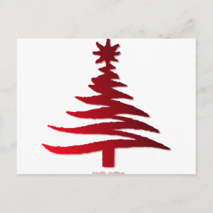 Julgran Stencil Red Helg Vykort
