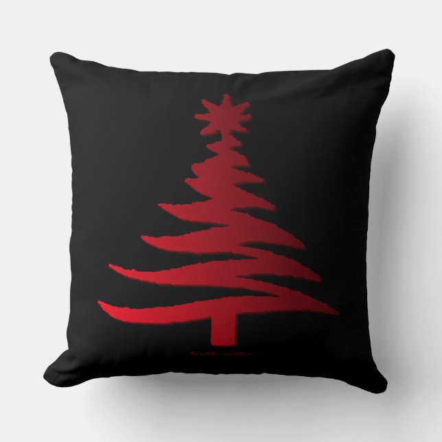Julgran Stencil Red Kudde (Framsida)