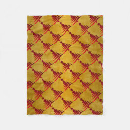 Julgran Stencil Red på Guld Fleecefilt