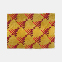 Julgran Stencil Red på Guld Fleecefilt