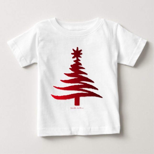Julgran Stencil Red T Shirt (Framsida)