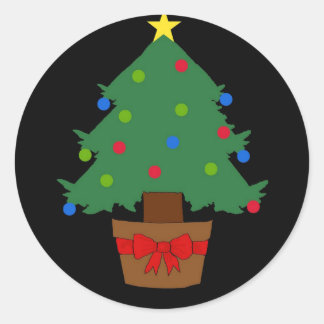 Julgran Sticker Runt Klistermärke