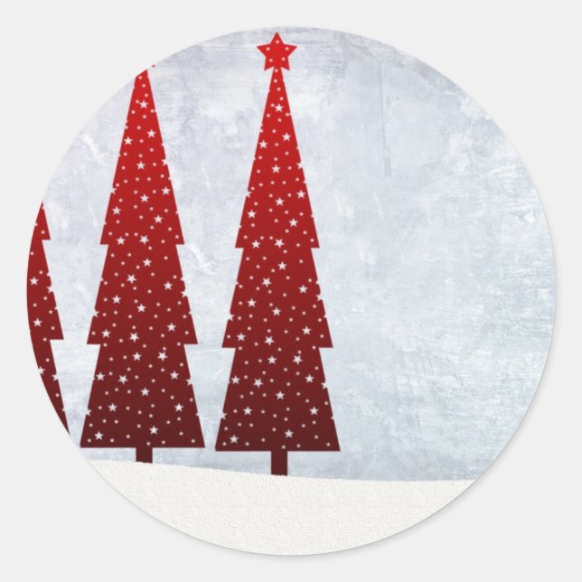 Julgran Stickers Runt Klistermärke (Framsida)