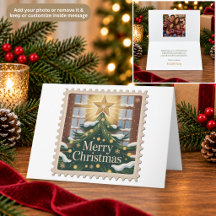 Julgran & Stjärna Frimärke Julkort