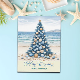Julgran Strand God Jul Helg Vykort