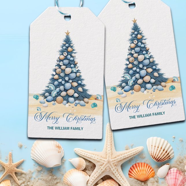 Julgran Strand God Jul Presentetikett (Skapare uppladdad)