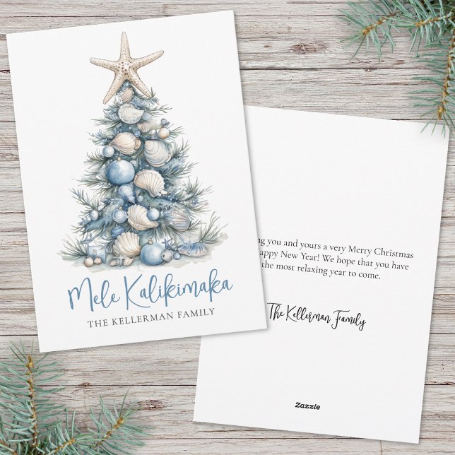 Julgran Strand Merry Christmas Julkort (Christmas Tree Beach Mele Kalikimaka Holiday Card)