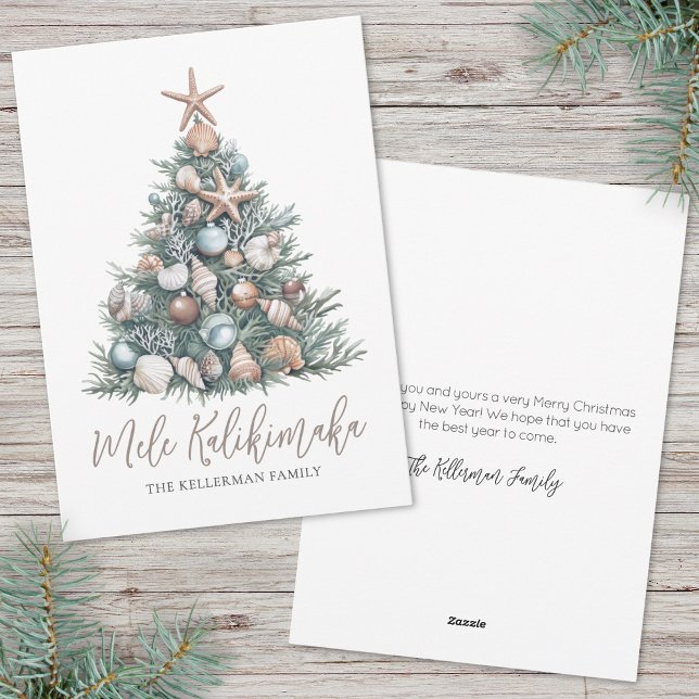 Julgran Strand Merry Christmas Julkort (Christmas Tree Beach Mele Kalikimaka Holiday Card )
