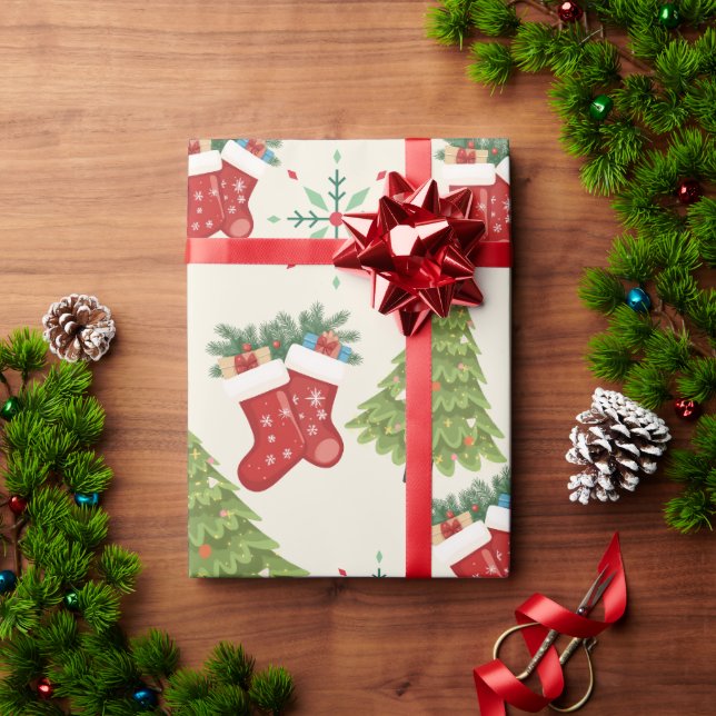 Julgran, Strumpa & Snöflinga Presentationspapper Presentpapper (Julgåva)