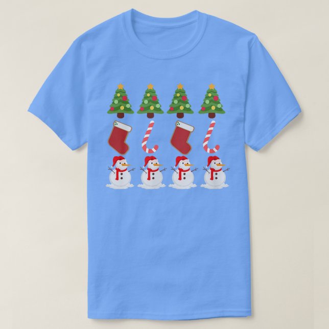Julgran Stuffers Godisstavar Snömannen Printe T Shirt (Design framsida)