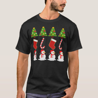 Julgran Stuffers Polkagrisar Snögubbe Printe T Shirt