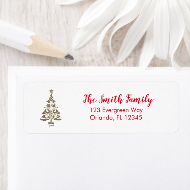 Julgran Svenska Illustration Adress Returadress Etikett (Insitu)