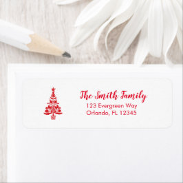 Julgran Svenska Illustration Nordiska Adress Returadress Etikett