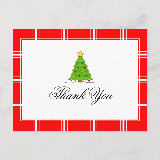 Julgran Tack Röda Vykort (Framsida)