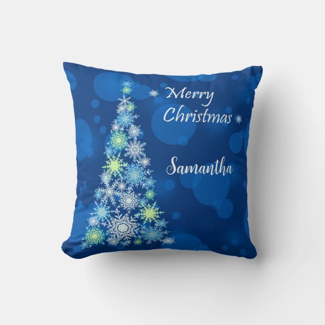 Julgran tillverkat av snöflingor. kudde (Framsida)