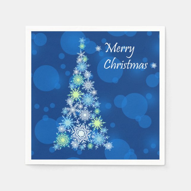 Julgran tillverkat av snöflingor. pappersservett (Framsidan)