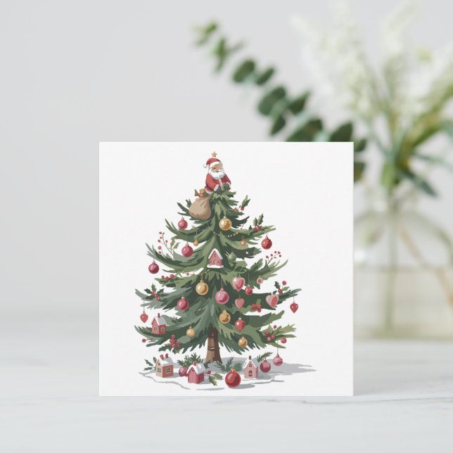Julgran Tomte God Jul Julkort (Stående Fram)