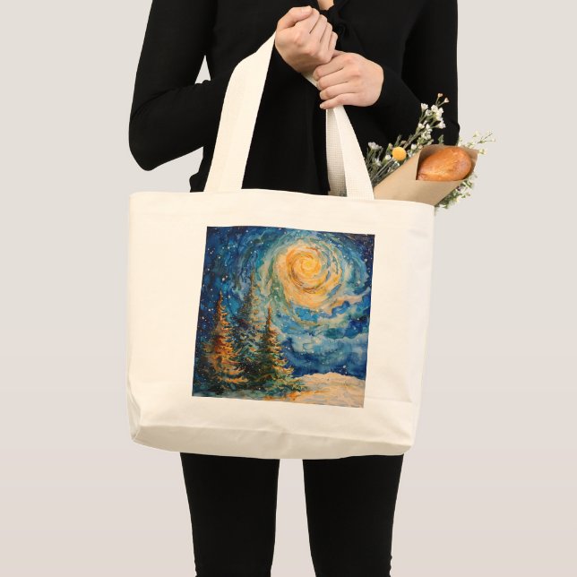 Julgran Tote Bag inspirerad av van gogh Jumbo Tygkasse (Framsida (produkt))