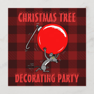 Julgran Trimming Party Röd knölmus Inbjudningar