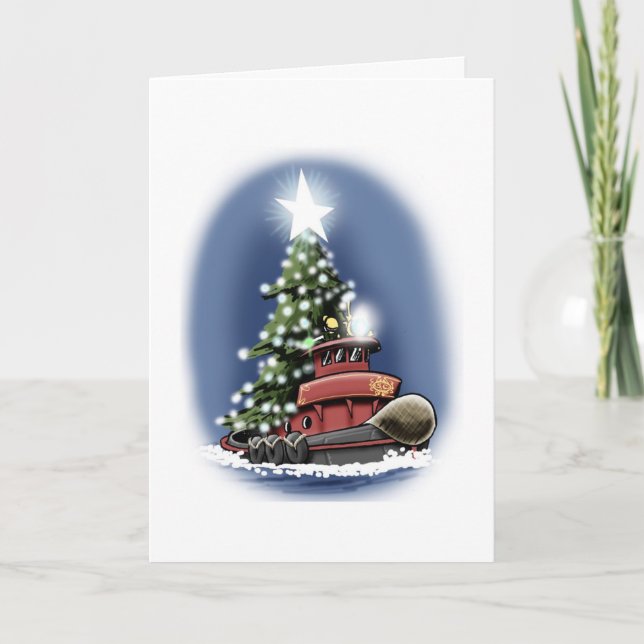 Julgran Tugbåtskort Helgkort (Framsida)