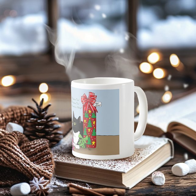 Julgran Tuxedo Cat Kaffemugg (Skapare uppladdad)