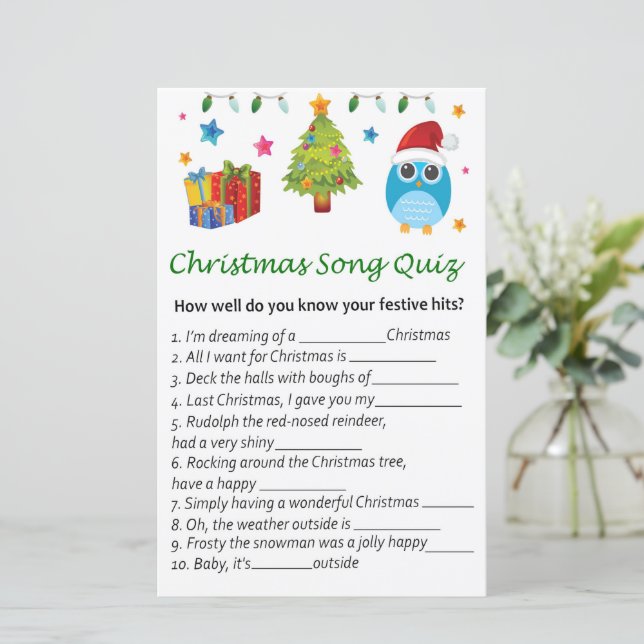 Julgran-Uggla-christmas sång quiz-spel (Stående Fram)