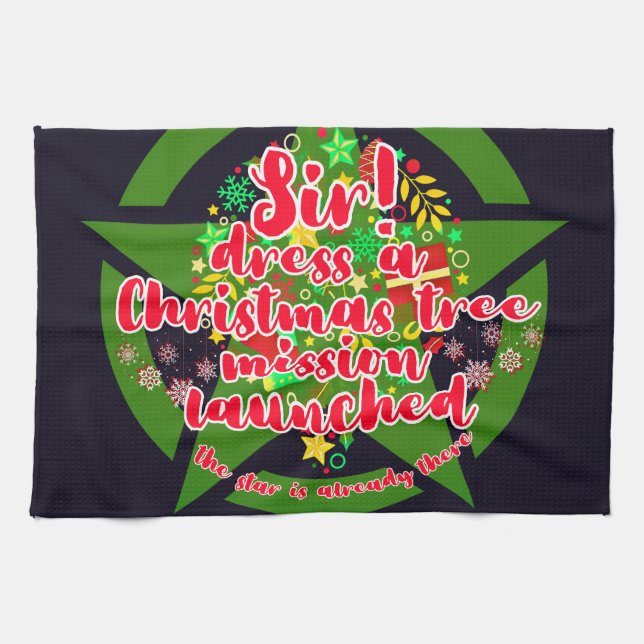 Julgran, uppdrag, armé kökshandduk (Horisontell)