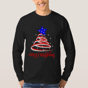 Julgran Usa Flagga Xmas Pyjamas God Jul T Shirt