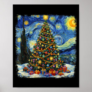 Julgran Van Gogh Stjärnklar natt jul 202 Poster