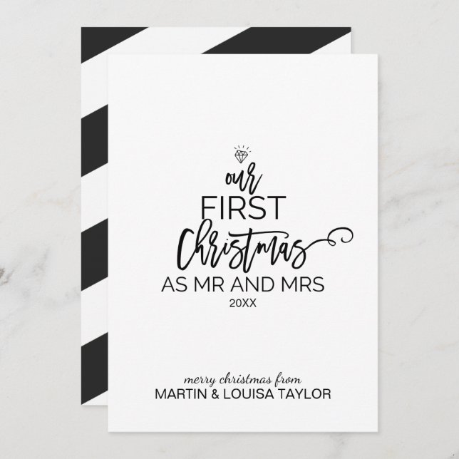 Julgran Vår första jul som Mr. och Mrs. Julkort (Fram/baksida)