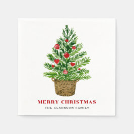 Julgran vid en Basket-jul i Wicker Party Pappersservett